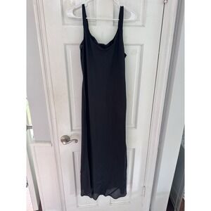 Xie‎ Sz 10 Long Black Nylon Sheer Nightgown Dress Lingerie Evening Sexy